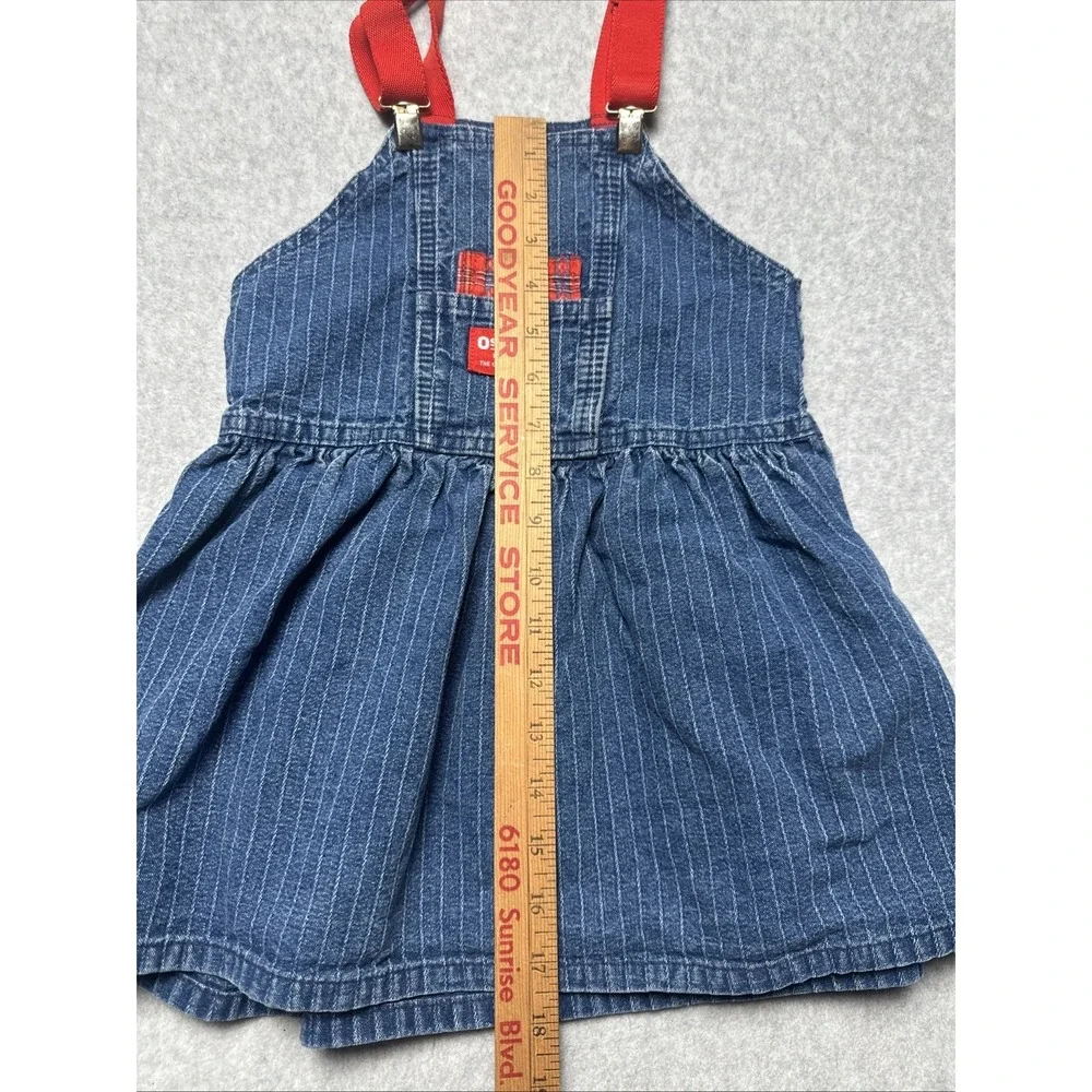 Vintage‎ OshKosh Vestback Overalls Denim Dress Kids 5 USA Red Suspender Straps